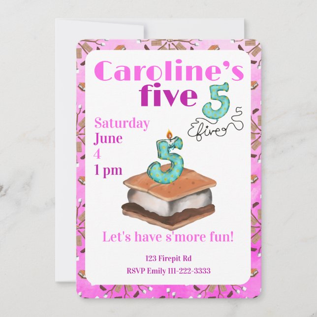 Convites Let’s have s’more fun 5th Birthday Invitation (Frente)