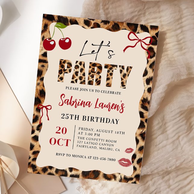 Convites Let’s Party Leopard Cheetah Birthday Invitation (Criador carregado)