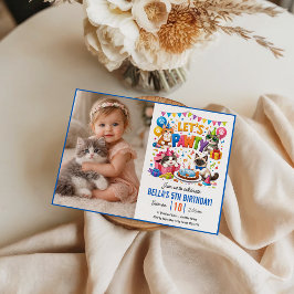 Convites Let’s Pawty Cat 5th Birthday | Cute Kitty Birthday