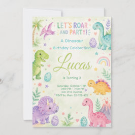 Convites Let’s Roar And Party Dinosaur Invitation Editable