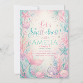 Convites Let’s Shell-ebrate Mermaid Invitation Editable