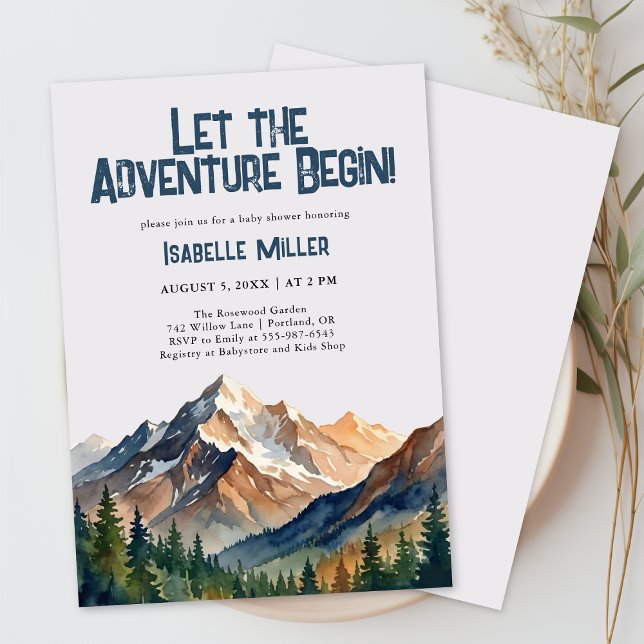 Convites Let The Adventure Begin Mountain Boy Baby Shower  (Let The Adventure Begin Mountain Boy Baby Shower Invitation)