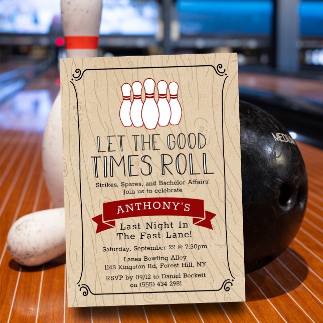 Convites Let the Good Times Roll | Bowling Bachelor Party (Criador carregado)