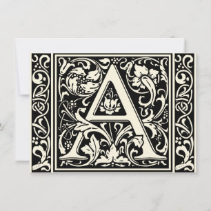 Convites Letra A Monograma Medieval Art Nouveau