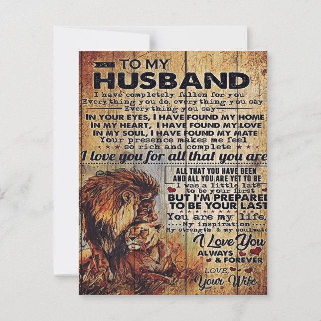 Convites Letra Adorável Para Marido | Bonito Presente Para  (Frente)