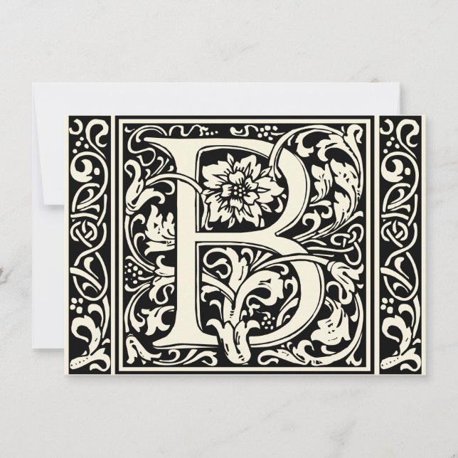 Convites Letra B Monograma Medieval Arte Nova (Frente)