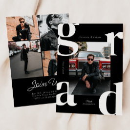 Convites Letra branca e preta Classe de Negrito da Graduaçã