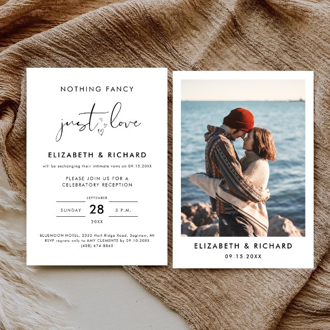 Convites Letra Caprichosa Nada Chique Só Amor Casamento (Whimsical script wedding invitation shares your “nothing fancy just love” story with warmth.)