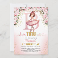 Letra chic B monograma bailarina de aniversário