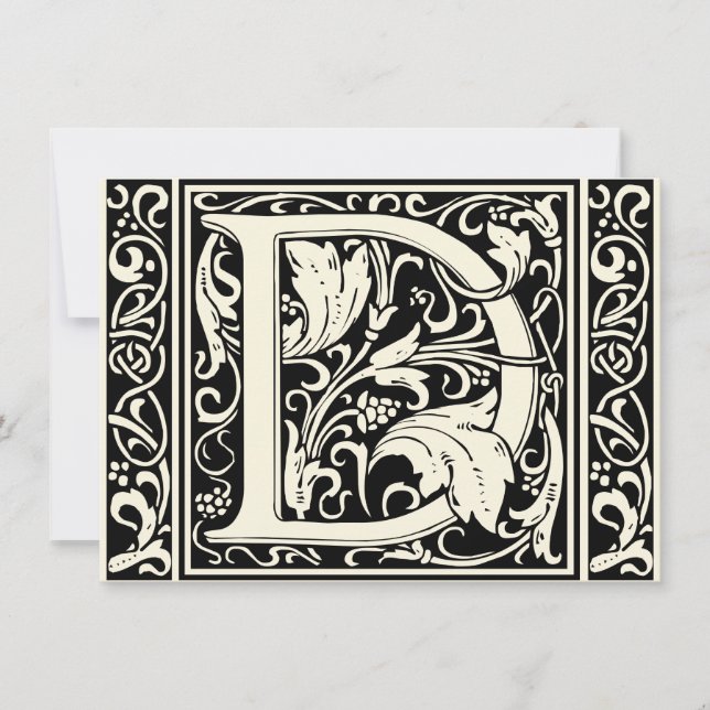 Convites Letra D Monograma Medieval Arte Nova (Frente)
