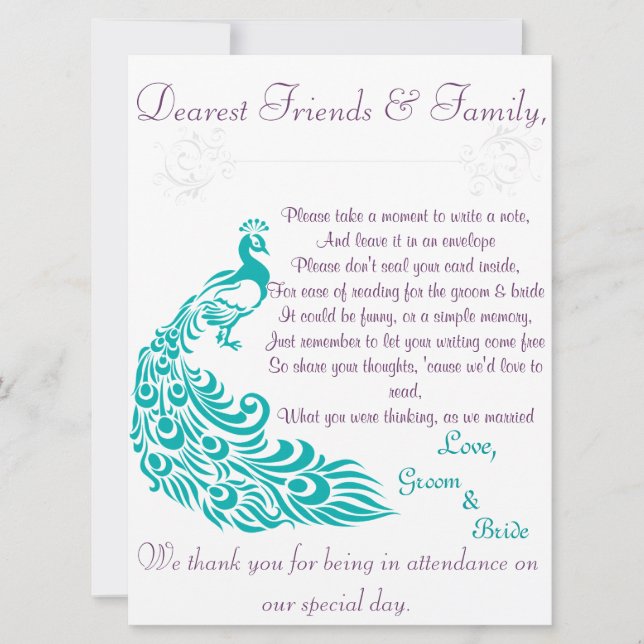 Convites Letra da boa vinda da estação da nota do pavão (Frente)