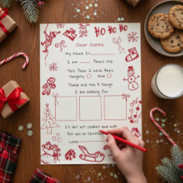 Convites Letra de desenho à mão para Papai Noel, Papai Noel