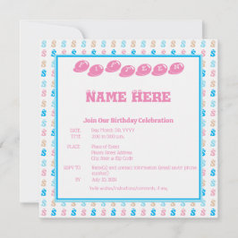 Convites Letra Diária Azul Cor-de-Rosa Elegante Monograma P