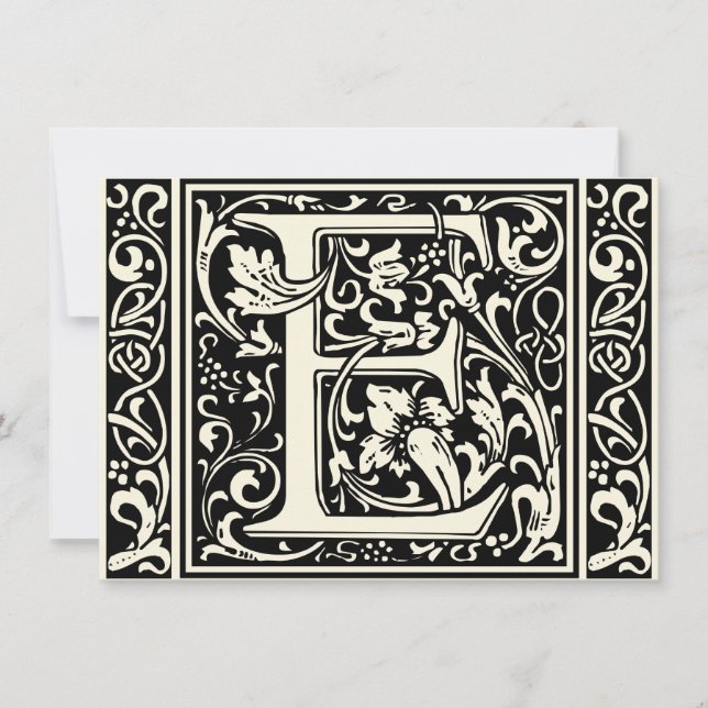 Convites Letra E Monograma Medieval Arte Nova (Frente)