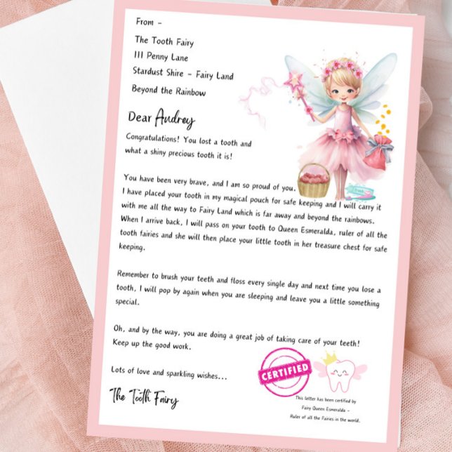 Convites Letra Fada de Dente Personalizada Super Custa (Personalized Tooth Fairy Letter Download or Made To Order)