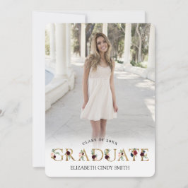 Convites Letra Floral Dourada Burgundy Blush Foto de Gradua