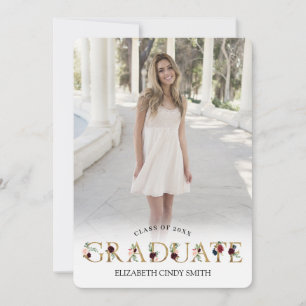 Convites Letra Floral Dourada Burgundy Blush Foto de Gradua