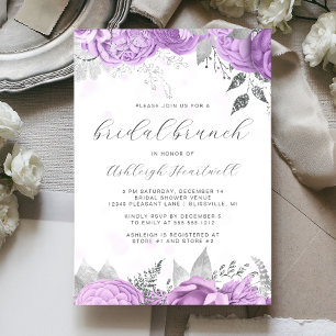 Convites Letra Floral Lilac Silver Bridal Brunch