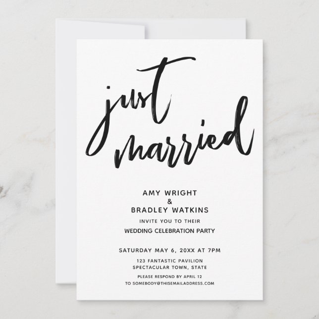 Convites Letra Informal de Casamento Recém-Casados Recepção (Frente)