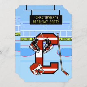 Convites Letra inicial personalizada C Hóquei no gelo
