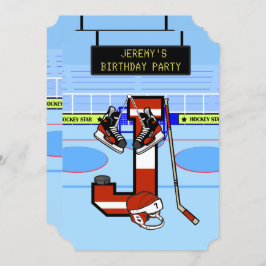 Convites Letra inicial personalizada J Ice Hockey