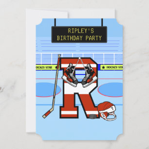 Convites Letra inicial personalizada R Hockey