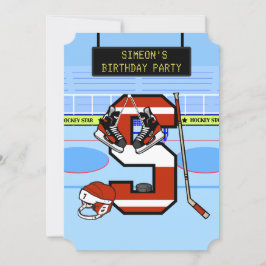 Convites Letra inicial personalizada S Hockey com gelo