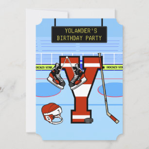 Convites Letra inicial personalizada Y Hockey