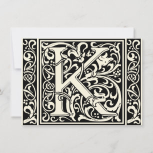 Convites Letra K Monograma Medieval Art Nouveau