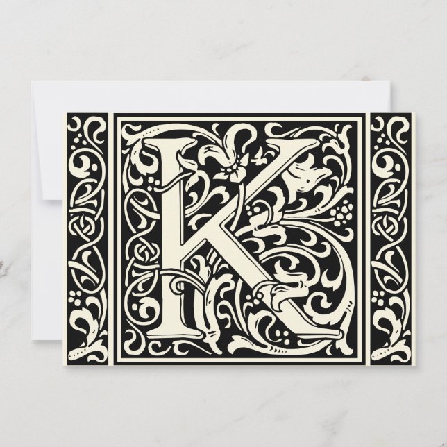 Convites Letra K Monograma Medieval Arte Nova (Frente)