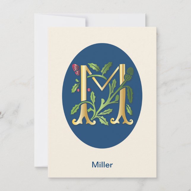 Convites Letra M Monograma Flor de Lis (Frente)