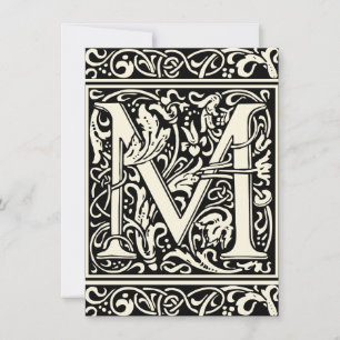 Convites Letra M Monograma Medieval Art Nouveau