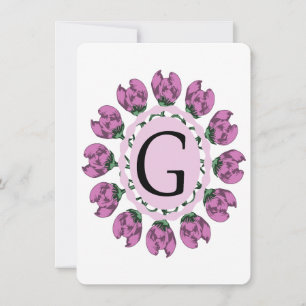 Convites Letra maiúscula G monograma floral