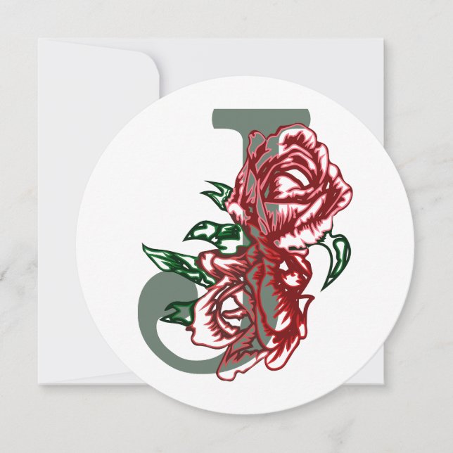 Convites Letra maiúscula J monograma floral (Frente)