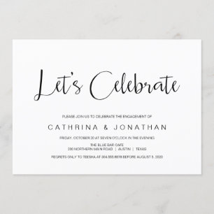 Convites Letra Mão, Script Preto, Festa de noivado