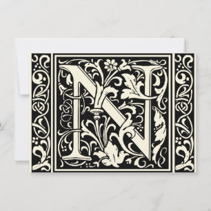 Convites Letra N Monograma Medieval Arte Nova
