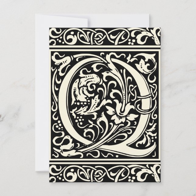Convites Letra Q Monograma Medieval Art Nouveau (Frente)