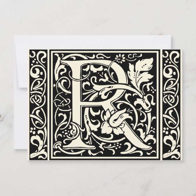 Convites Letra R Monograma Medieval Arte Nova (Frente)