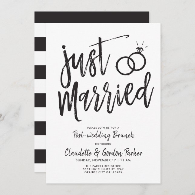 Convites Letra Recem casados Script Posta Casamento Brunch (Frente/Verso)