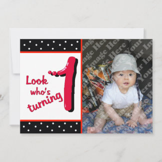 Convites Letra Red Bubble Primeira Celebração de Aniversári