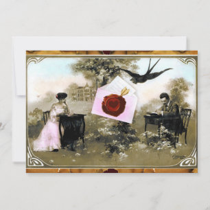 CONVITES LETRA ROMÂNTICA DO NAMORADOS, MONOGRAMA DE SEAL DE