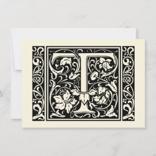 Convites Letra T Monograma Medieval Art Nouveau