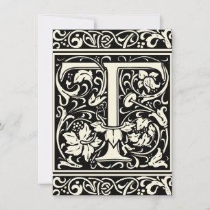 Convites Letra T Monograma Medieval Art Nouveau