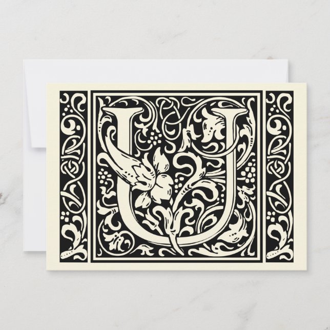 Convites Letra U Monograma Medieval Arte Nova (Frente)