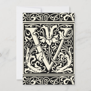 Convites Letra V Monograma Medieval Art Nouveau