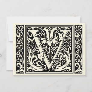 Convites Letra V Monograma Medieval Arte Nova