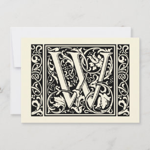 Convites Letra W Monograma Medieval Art Nouveau