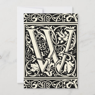 Convites Letra W Monograma Medieval Art Nouveau