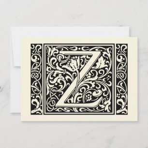 Convites Letra Z Monograma Medieval Art Nouveau