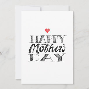 Convites Letras do Dia das Mães em Preto e Branco & Coração